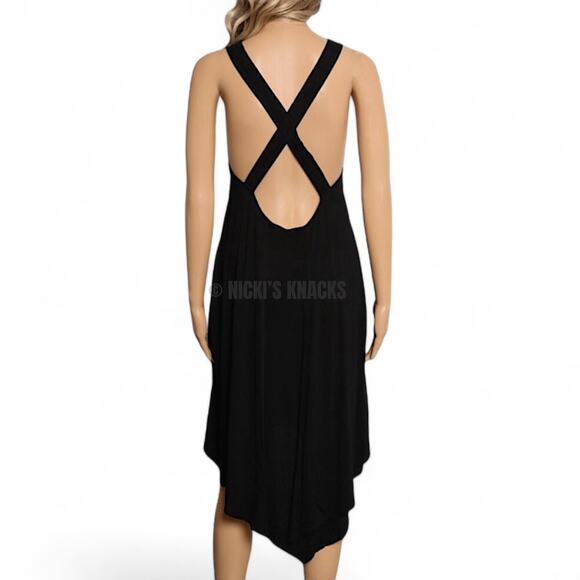 Revolve LAmade Black Open Back High Low Jersey Midi Dress Sleeveless Size S - Picture 5 of 9